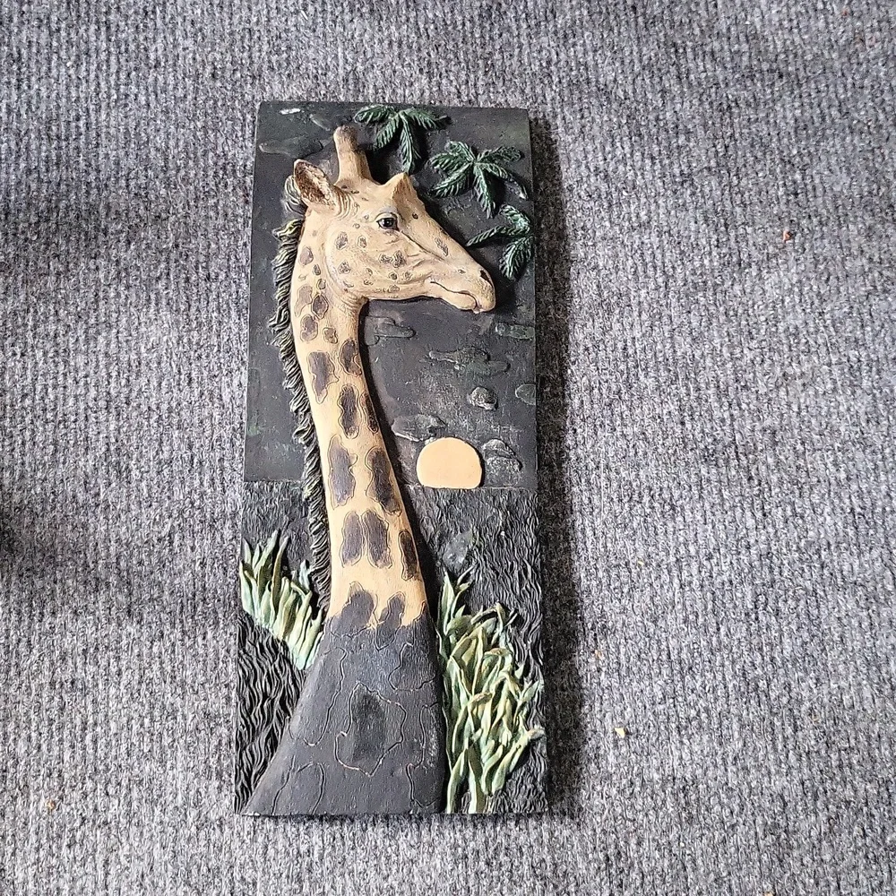Giraffe Carved Head Animal Statue Ornament Home Wall Hanging Decor